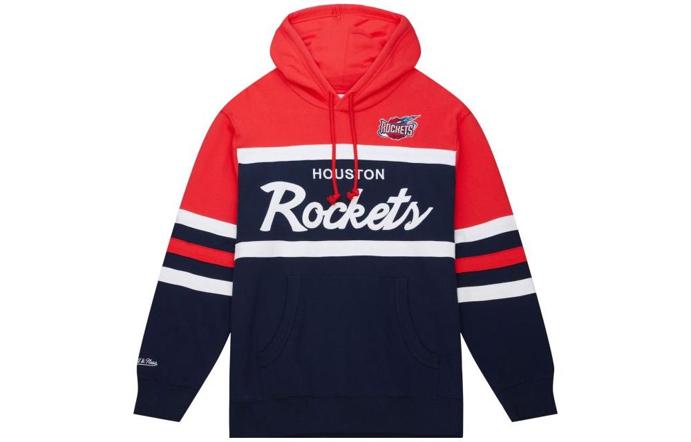 Mitchell Ness Mitchell & Ness Red Striped Trim Printed Loose-Fit Long-Sleeve Jacket OJBF5516-NJDYYPPPSCAR