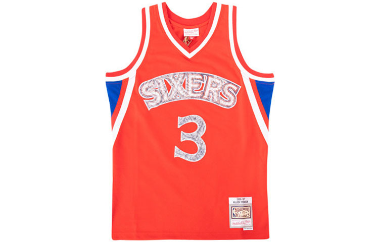 Mitchell Ness Mitchell & Ness Retro 75th Anniversary Allen Iverson 76ers Red Jersey. SMJY1202-P7696AIVRED1 圖 2