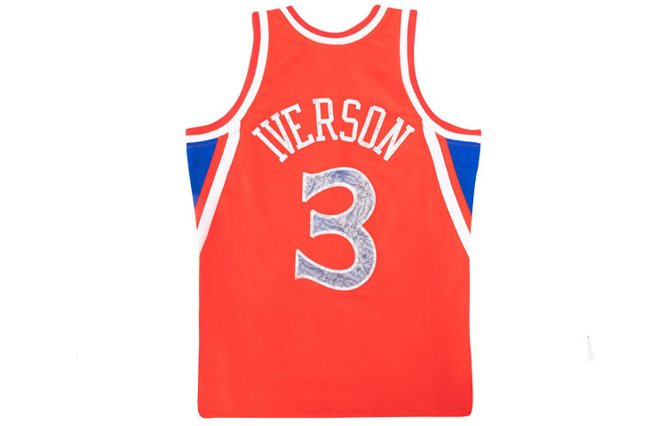 Mitchell Ness Mitchell & Ness Retro 75th Anniversary Allen Iverson 76ers Red Jersey. SMJY1202-P7696AIVRED1 圖 3