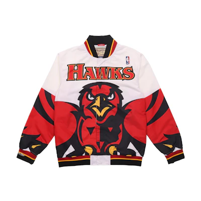 Mitchell Ness Mitchell & Ness Retro Basketball Baseball Jacket Hawks Home 95-96 White Unisex. AWJKGS18051-AHAWHIT95