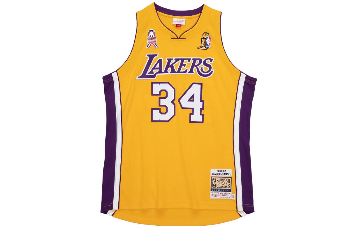 Mitchell Ness Mitchell & Ness Retro Lakers Shaquille O'Neal #34 Yellow Jersey NBA Finals 01-02. AJY41160-LAL01SONLTGD 圖 3