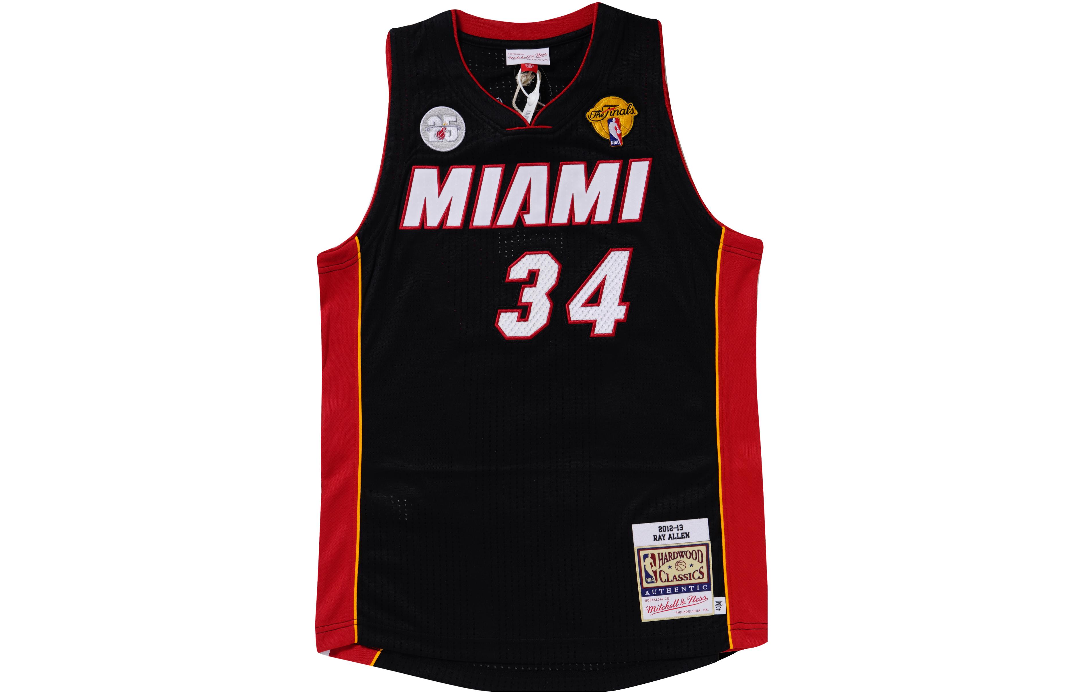 Mitchell Ness Mitchell & Ness Retro Miami Heat Ray Allen #34 Basketball Jersey Black Unisex. AJY44943-MHE12RALBLCK