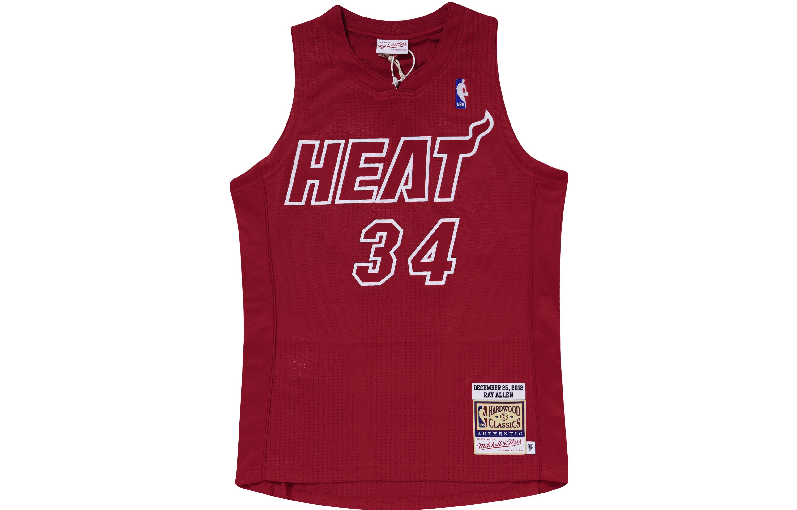 Mitchell Ness Mitchell & Ness Retro Miami Heat Ray Allen #34 Basketball Jersey Red Unisex. AJY44973-MHE12RALSCAR