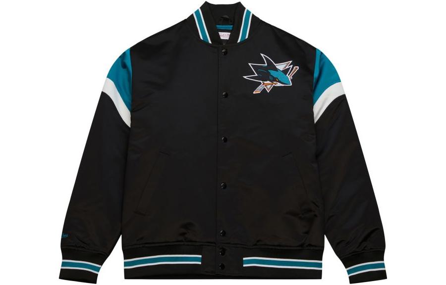 Mitchell Ness Mitchell & Ness Satin Jacket White/Blue Letter Print Outerwear OJBF4992-CWSYYPPPNAVY