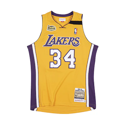 Mitchell Ness Mitchell & Ness Shaquille O'Neal Lakers 99-00 Retro Jersey Yellow 34 AJY4CP19141-LALLTGD99SON