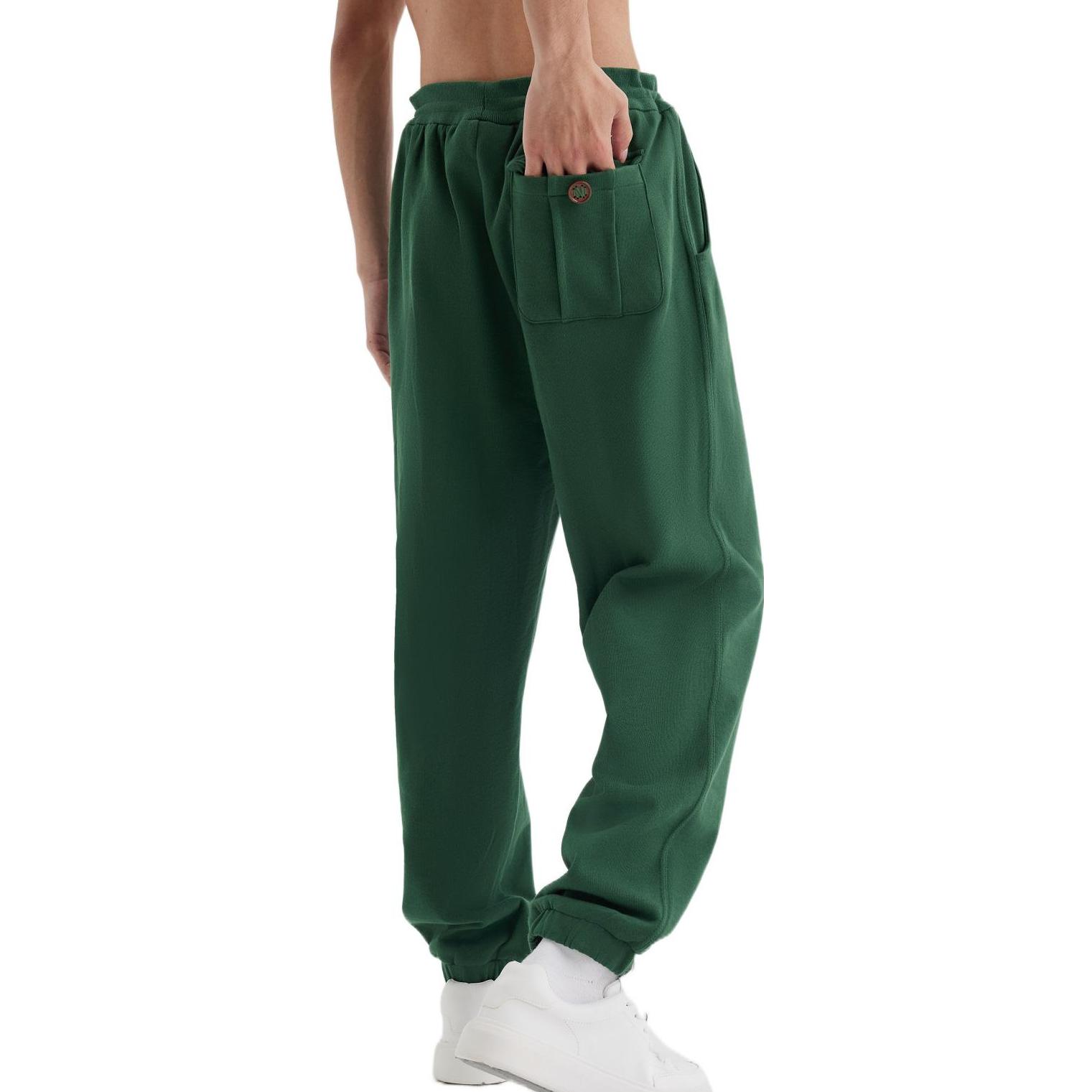 Details for ミッチェル＆ネス 刺繍ロゴ ソリッドカラー カジュアルパンツ 男女兼用 ダークグリーン MNRQAWTOHP033-GRN