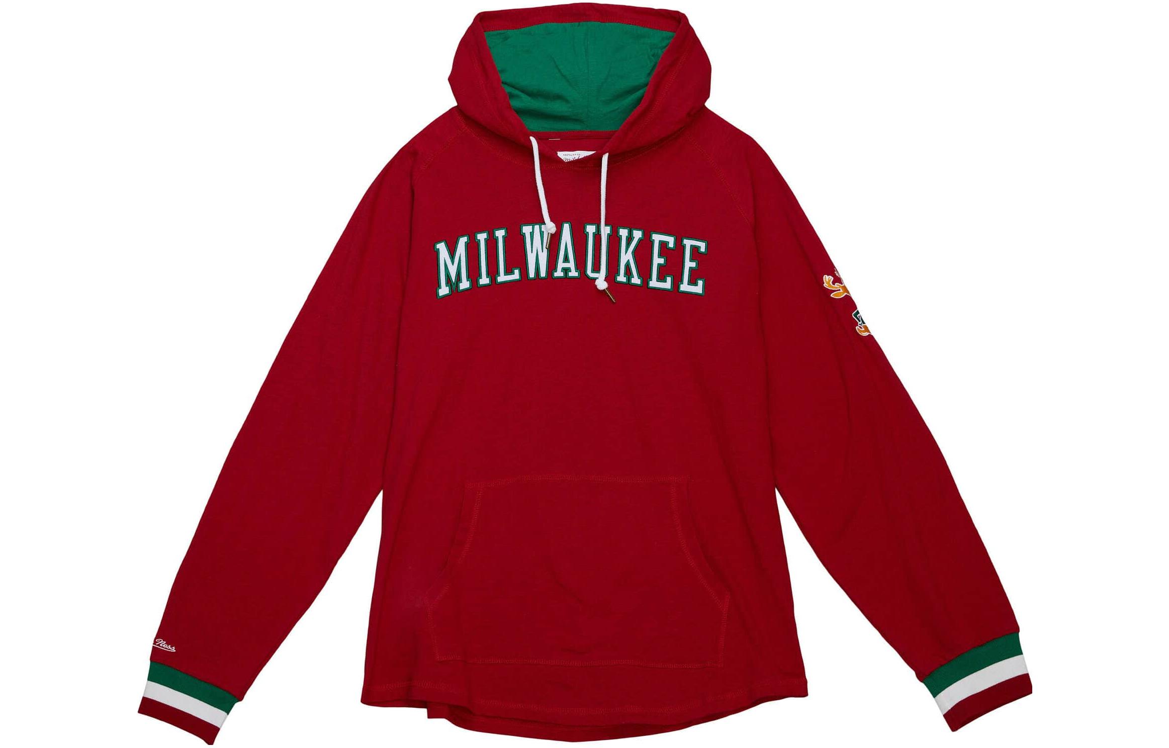 Mitchell Ness Mitchell & Ness Solid Letter Print Red Hoodie ( Long Sleeve) THOD4999-MBUYYPPPSCAR