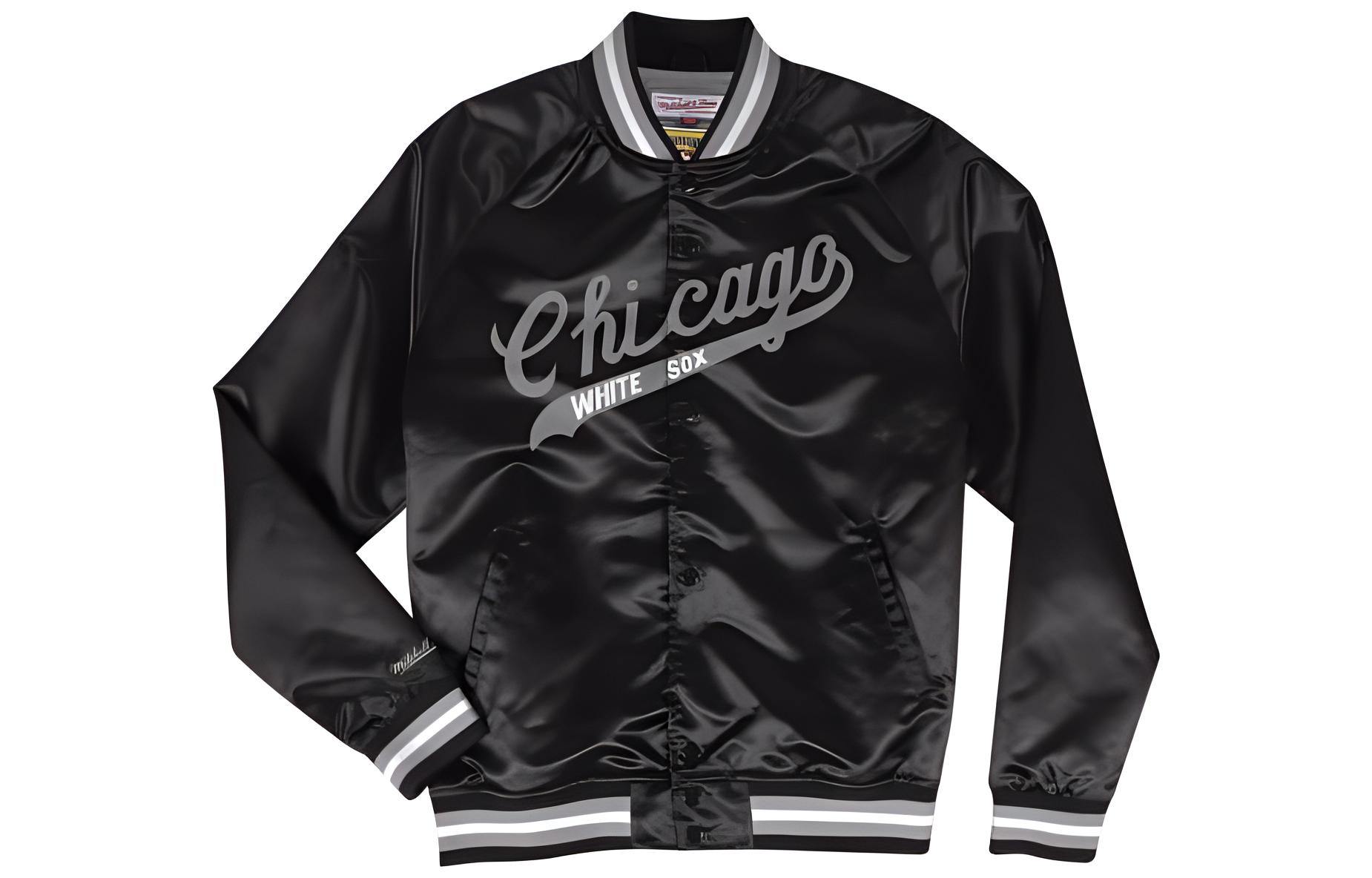 Mitchell Ness Mitchell & Ness Solid Letter Printed Button-Up Loose Jacket Men’s STJKMG18013-CWSBLCK1