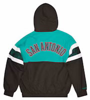 Lookbook Mitchell & Ness 斯普士復古拼色網眼連帽外套 黑色 男女款 FLZPMI19023-SASBLCK