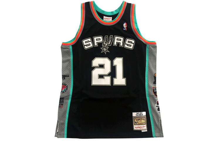 Mitchell Ness Mitchell & Ness Spurs Tim Duncan #21 Retro Jersey Black Hall of Fame Edition. SMJYCP20031-SASBLCK97TDU