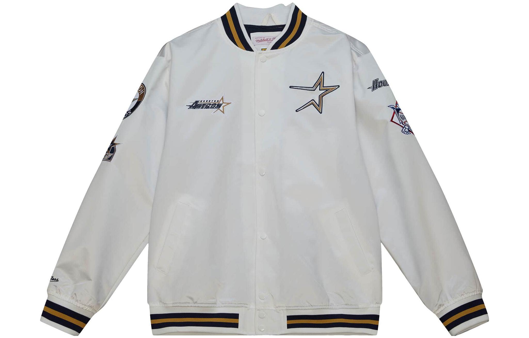 Mitchell Ness Mitchell & Ness SS23 Embroidered Graphic Crewneck Long Sleeve Jacket White Men’s OJBF4986-HASYYPPPWHIT
