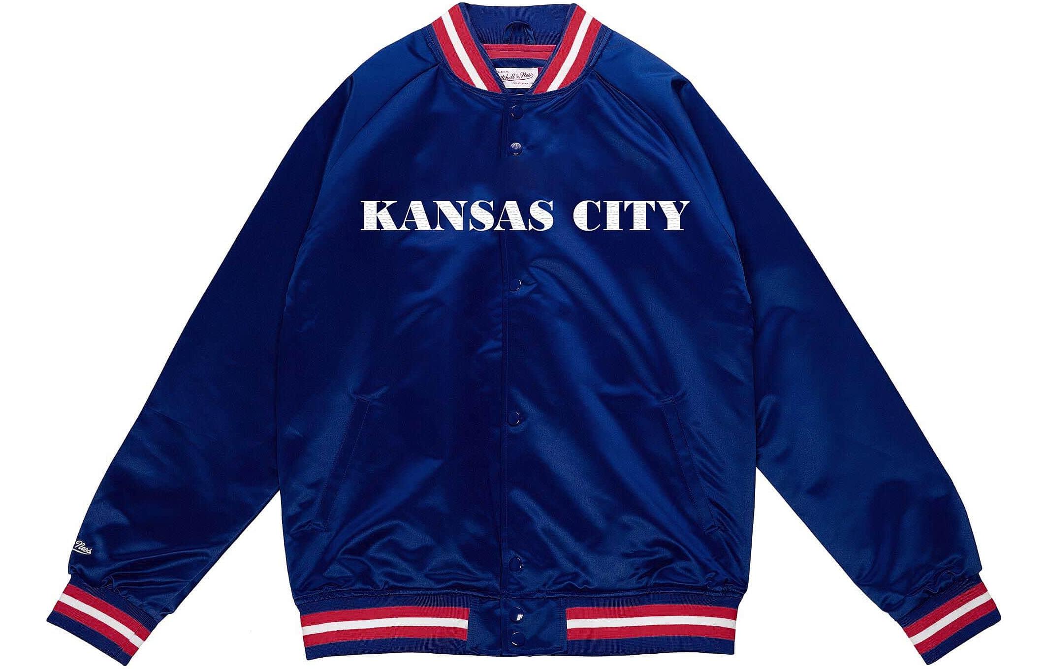 Mitchell Ness Mitchell & Ness SS23 Letter Printed Solid Color Jacket Blue Long Sleeve STJKMG18013-KCKROYA