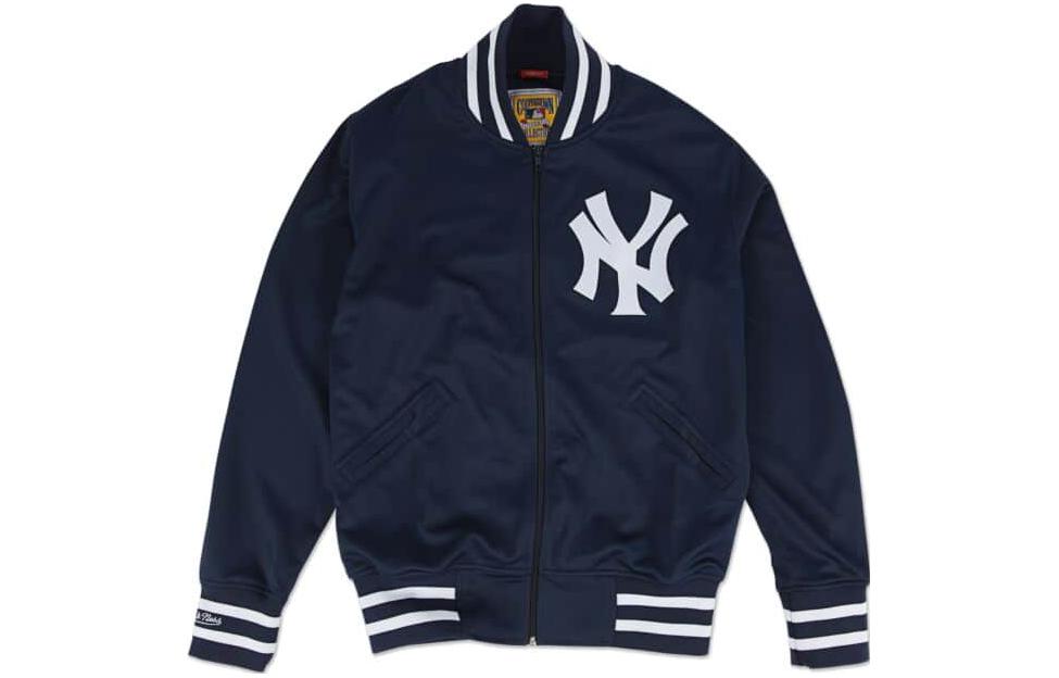 Mitchell Ness Mitchell & Ness Striped Collar Button-Up Jacket Blue 5443200ACBEQH