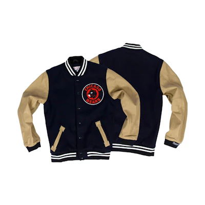 Mitchell Ness Mitchell & Ness Striped Letter Graphic Crewneck Sweatshirt Mens Black Orange FCPO3400-HOIYYPPPLTBL