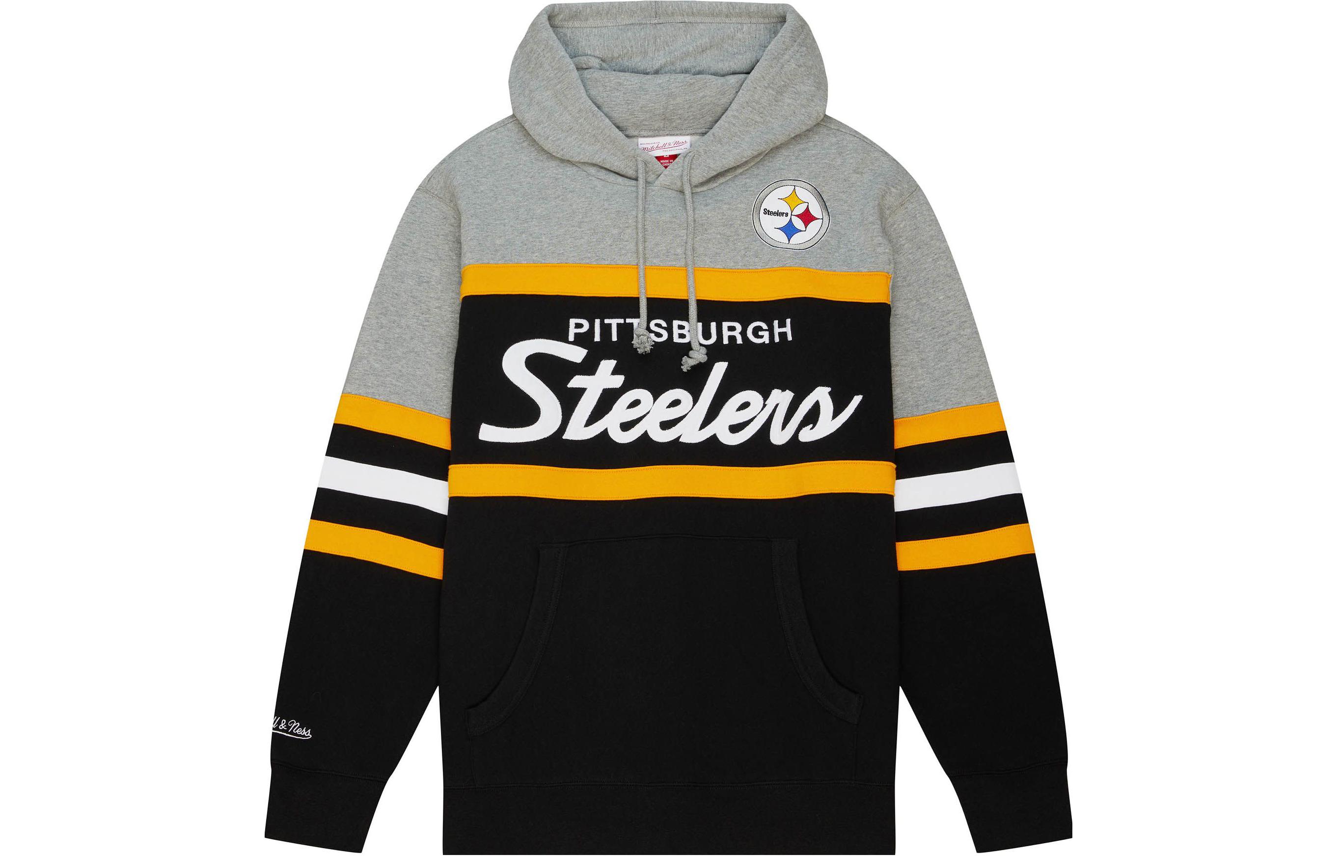 Mitchell Ness Mitchell & Ness Striped Letter Print Loose Fit Crewneck Sweatshirt Red Mens FCPO5512-P76YYPPPSCAR