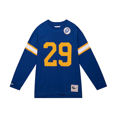 Mitchell Ness Mitchell & Ness Striped Letter Print Crewneck Loose Sweatshirt Men’s Blue TNNC3402-LAR85EDIROYA