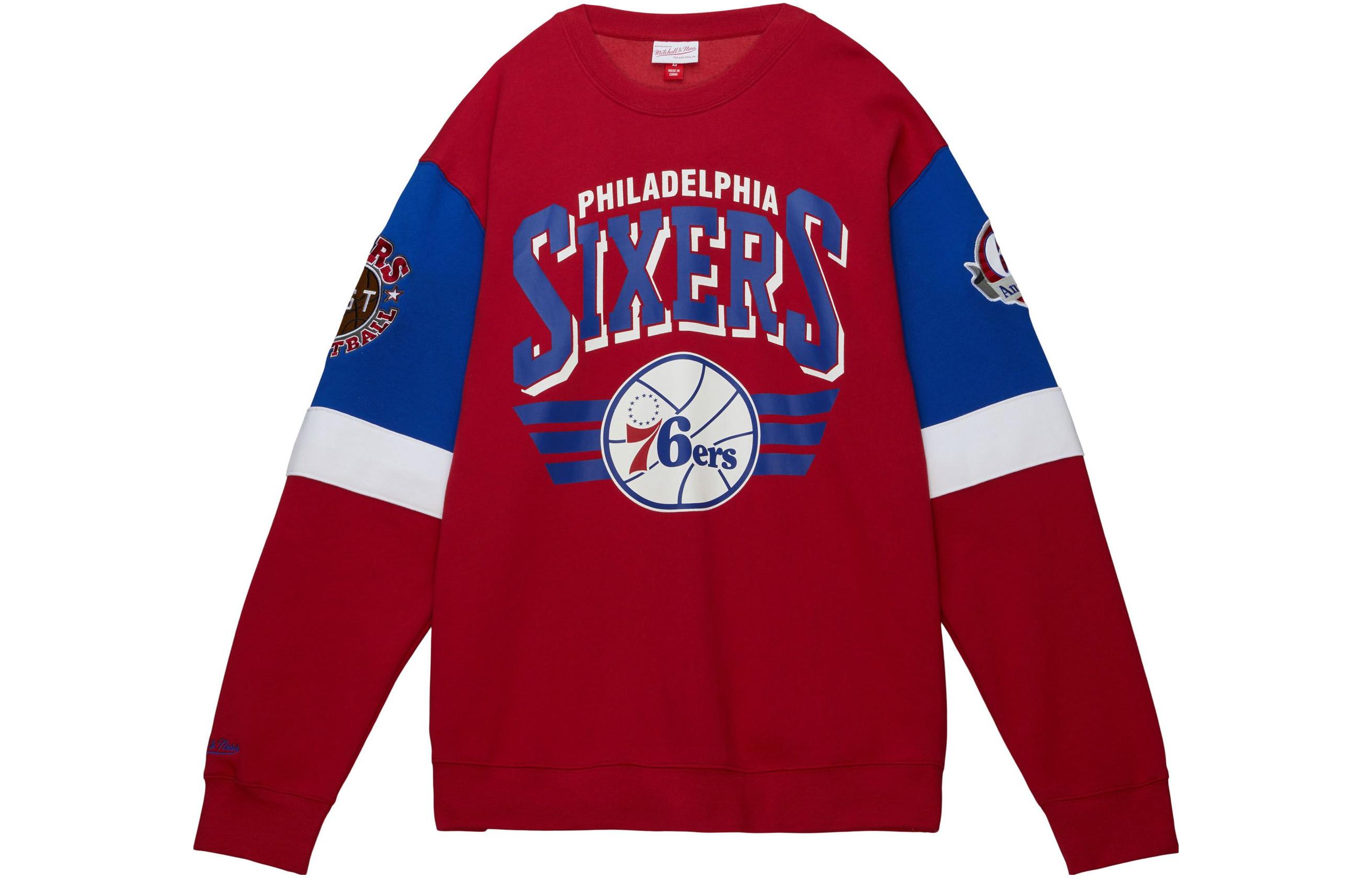 Mitchell Ness Mitchell & Ness Striped Letter Print Loose Fit Hoodie Grey FPHD6293-UCUYYPPPBKGY