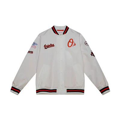 Mitchell Ness Mitchell & Ness Striped Logo Print Hoodie Loose Fit Off-White FPHD6293-MWIYYPPPCREA