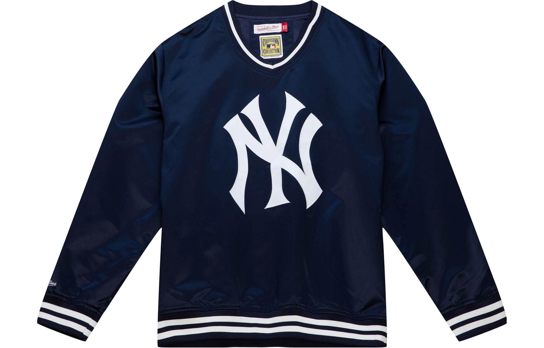 Mitchell Ness Mitchell & Ness Striped V-Neck Long Sleeve Sweatshirt Blue OJPO4996-NYMYYPPPROYA