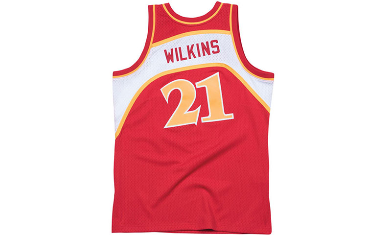 Lookbook Mitchell & Ness 1986-87 亞特蘭大老鷹 紅色客場球衣 Dominique Wilkins SMJYGS18137-AHASCAR86DWI