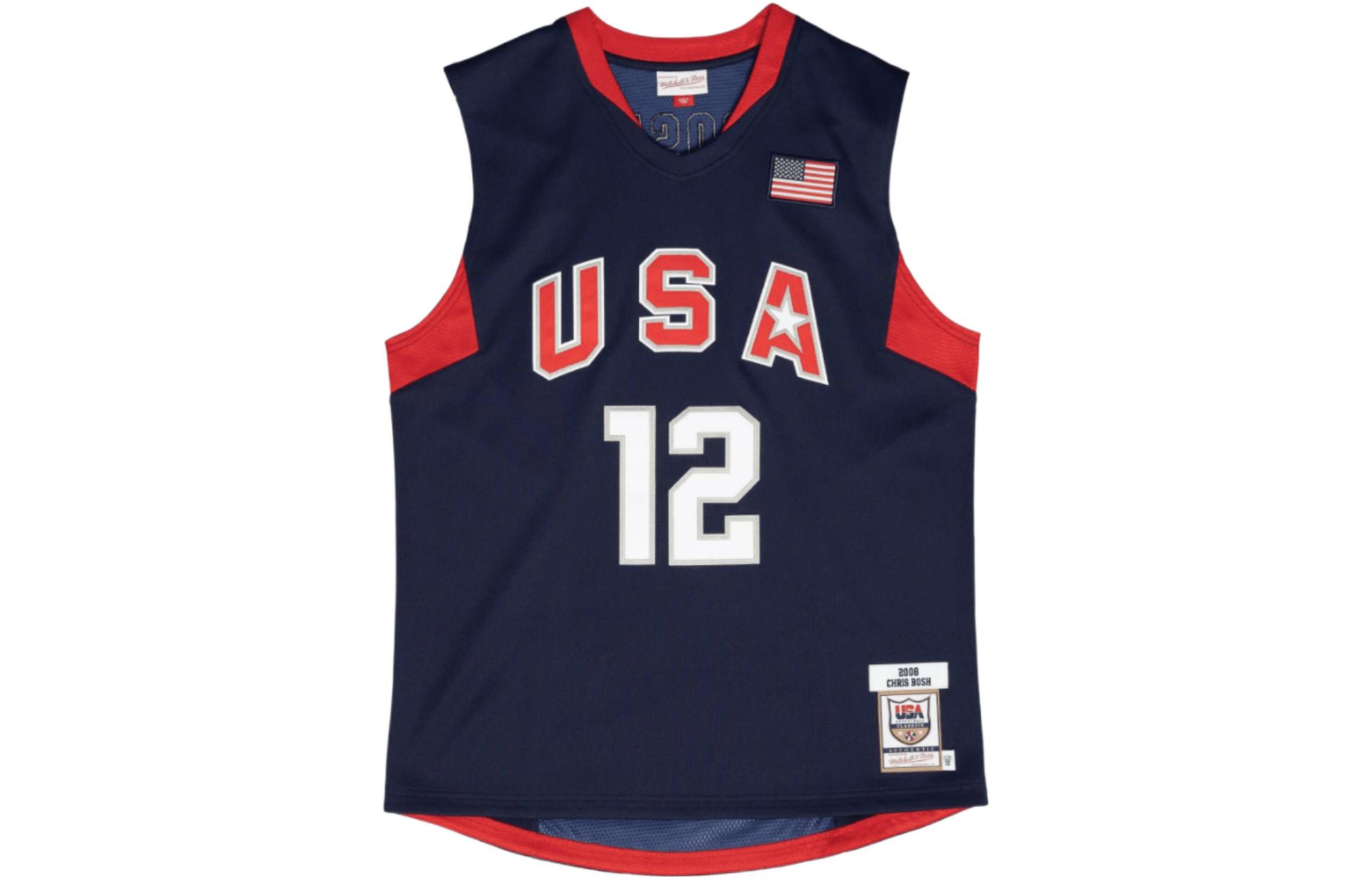 Mitchell Ness Mitchell & Ness Team USA 2008 Beijing Olympics Bosh #12 Basketball Jersey Navy AJY44386-USA08CBONAVY 圖 2
