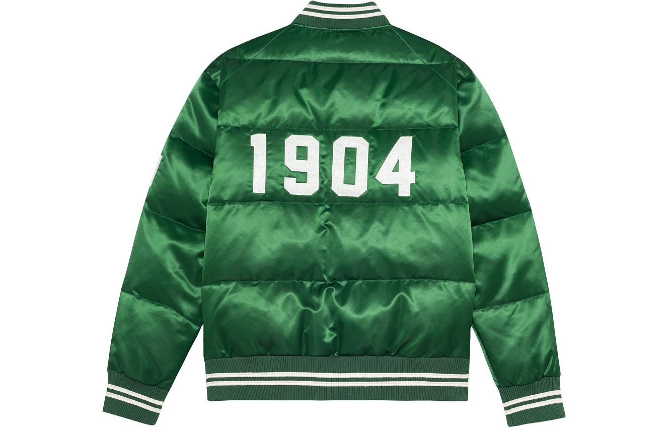 Lookbook ミッチェル&ネス ユニセックス 深緑色 Vネック ダウンジャケット 冬用トレンディコート MNSYAWTODJ025-GRN