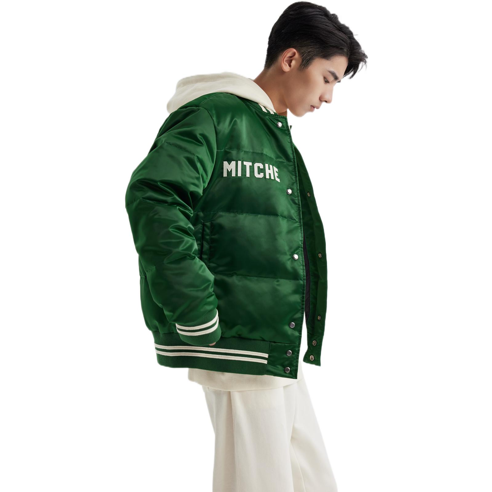 Details for ミッチェル&ネス ユニセックス 深緑色 Vネック ダウンジャケット 冬用トレンディコート MNSYAWTODJ025-GRN