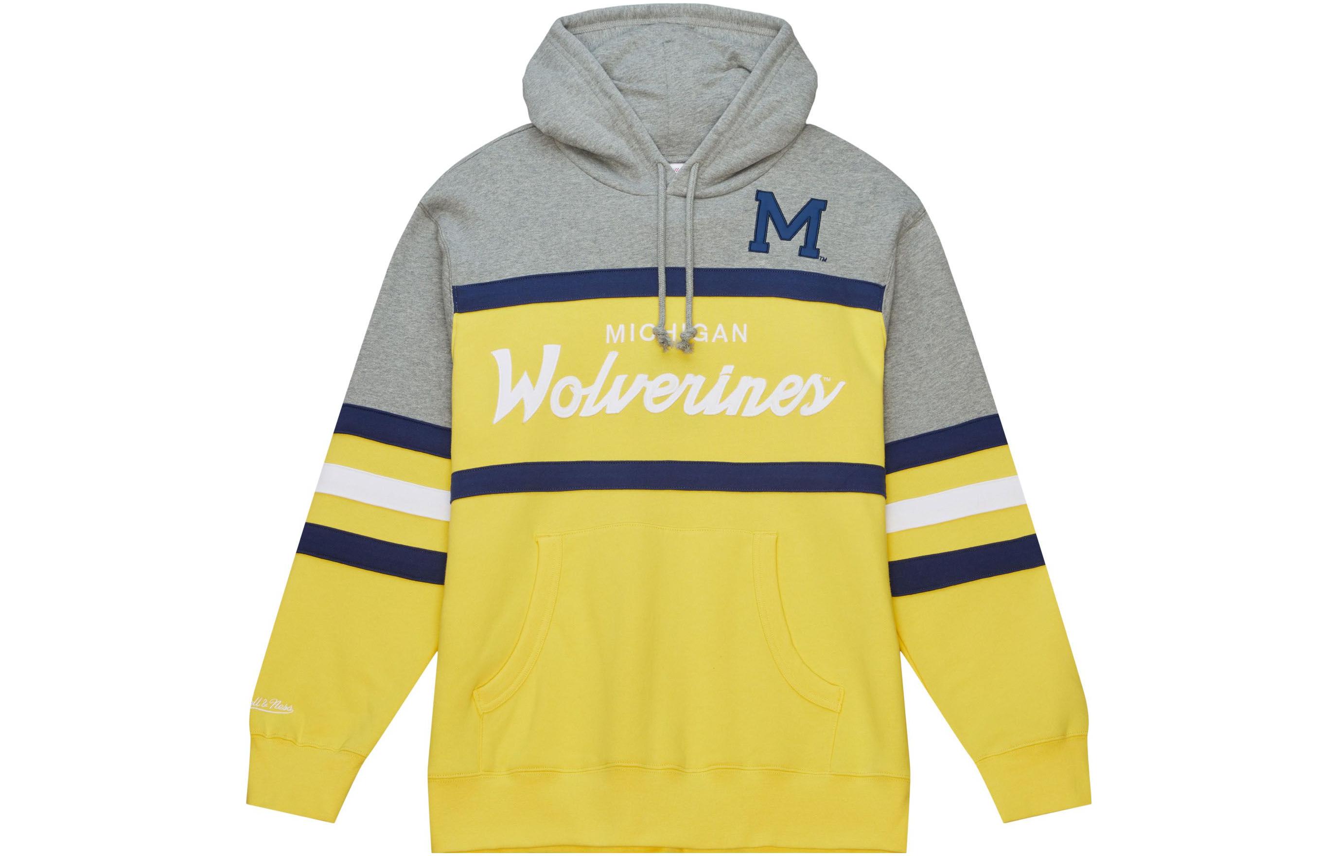 Mitchell Ness Mitchell & Ness University of Michigan Navy Satin Jacket Multicolor Letter Print OJBF5516-UMIYYPPPNAVY
