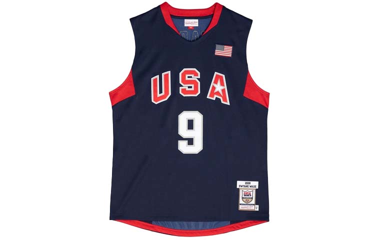 Mitchell Ness Mitchell & Ness USA Dream Team 2008 Wade #9 Retro Basketball Jersey Navy AJY44385-USA08DWANAVY