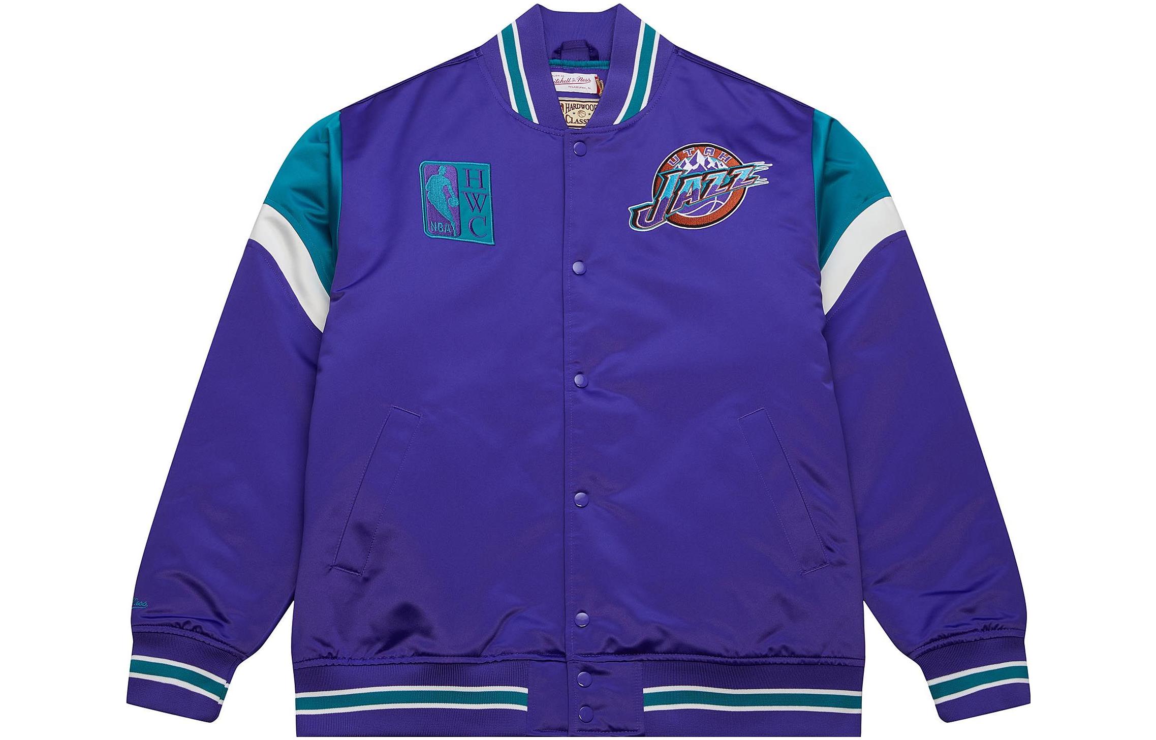 Mitchell Ness Mitchell & Ness V-Neck Colorblock Letter Print Jacket Blue OJBF1178-DPIYYPPPROYA