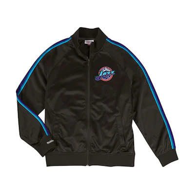Mitchell Ness Mitchell & Ness Utah Jazz Striped Track Jacket Black TRJKDA18017-UJABLCK1