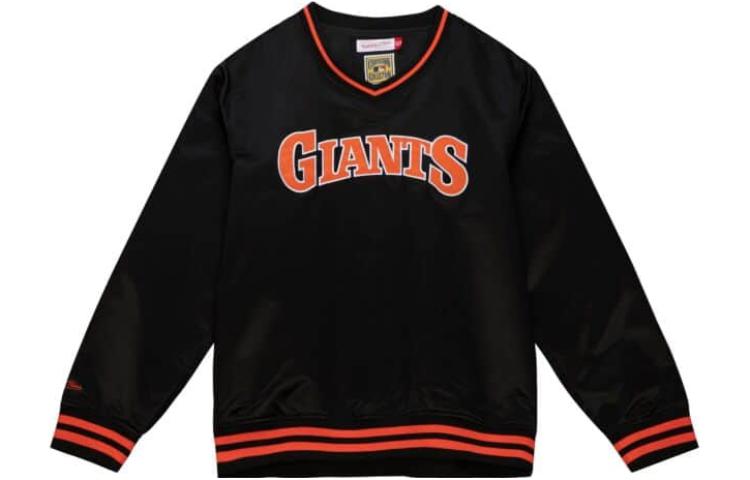 Mitchell Ness Mitchell & Ness V-Neck Pullover Long Sleeve Jacket Black OJPO4996-CWSYYPPPBLCK