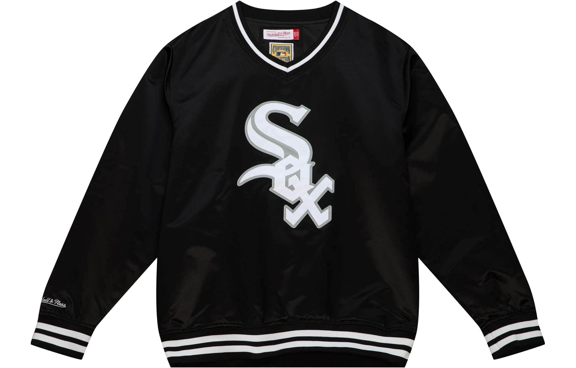 Mitchell Ness Mitchell & Ness V-Neck Striped Trim Jacket Navy Blue OJPO4996-GTWYYPPPNAVY