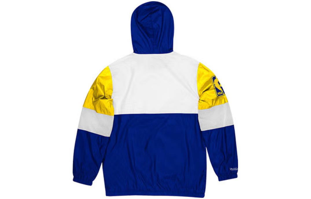 Lookbook Mitchell & Ness Warriors Hoodie Jaket Biru Patch Logo Tebal Unisex. FLZPMI19023-GSWROYA