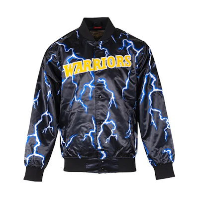 Mitchell Ness Mitchell & Ness Warriors Lightning Series Letter Print Jacket Black STJKEF18006-GSWPTBK