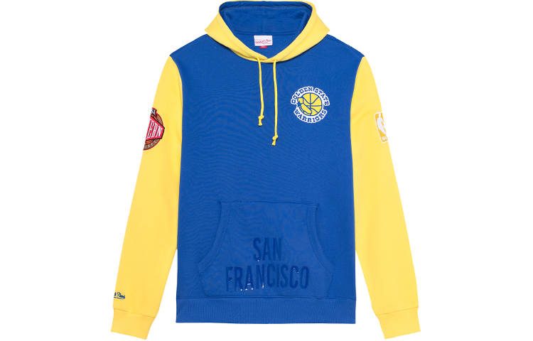 Mitchell Ness Mitchell & Ness Warriors Logo Print Colorblock Zip Hoodie Jacket Blue Unisex OJZP3409-GSWYYPPPROYA