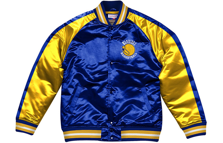 Mitchell Ness Mitchell & Ness Warriors Satin Retro Colorblock Jacket Unisex Royal Blue STJKSC19007-GSWROYA