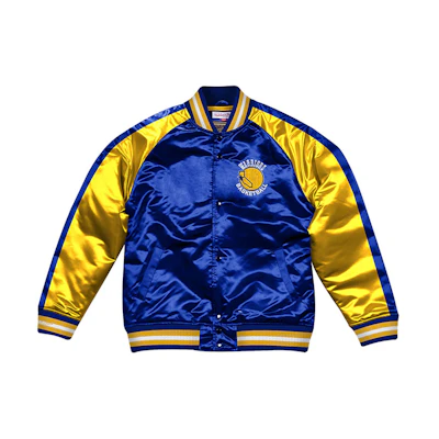 Mitchell Ness Mitchell & Ness Warriors Satin Retro Colorblock Jacket Unisex Royal Blue STJKSC19007-GSWROYA