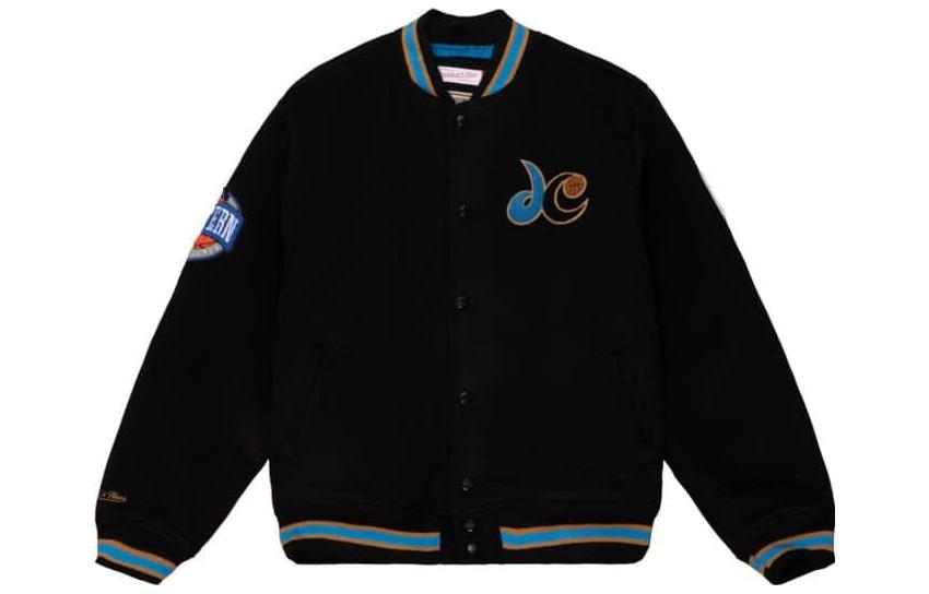 Mitchell Ness Mitchell & Ness White Black Letter Print Long Sleeve Jacket OJBF4854-MDOYYPPPBKWH