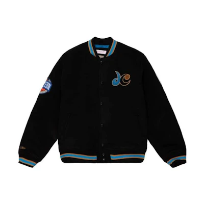 Mitchell Ness Mitchell & Ness White Black Letter Print Long Sleeve Jacket OJBF4854-MDOYYPPPBKWH