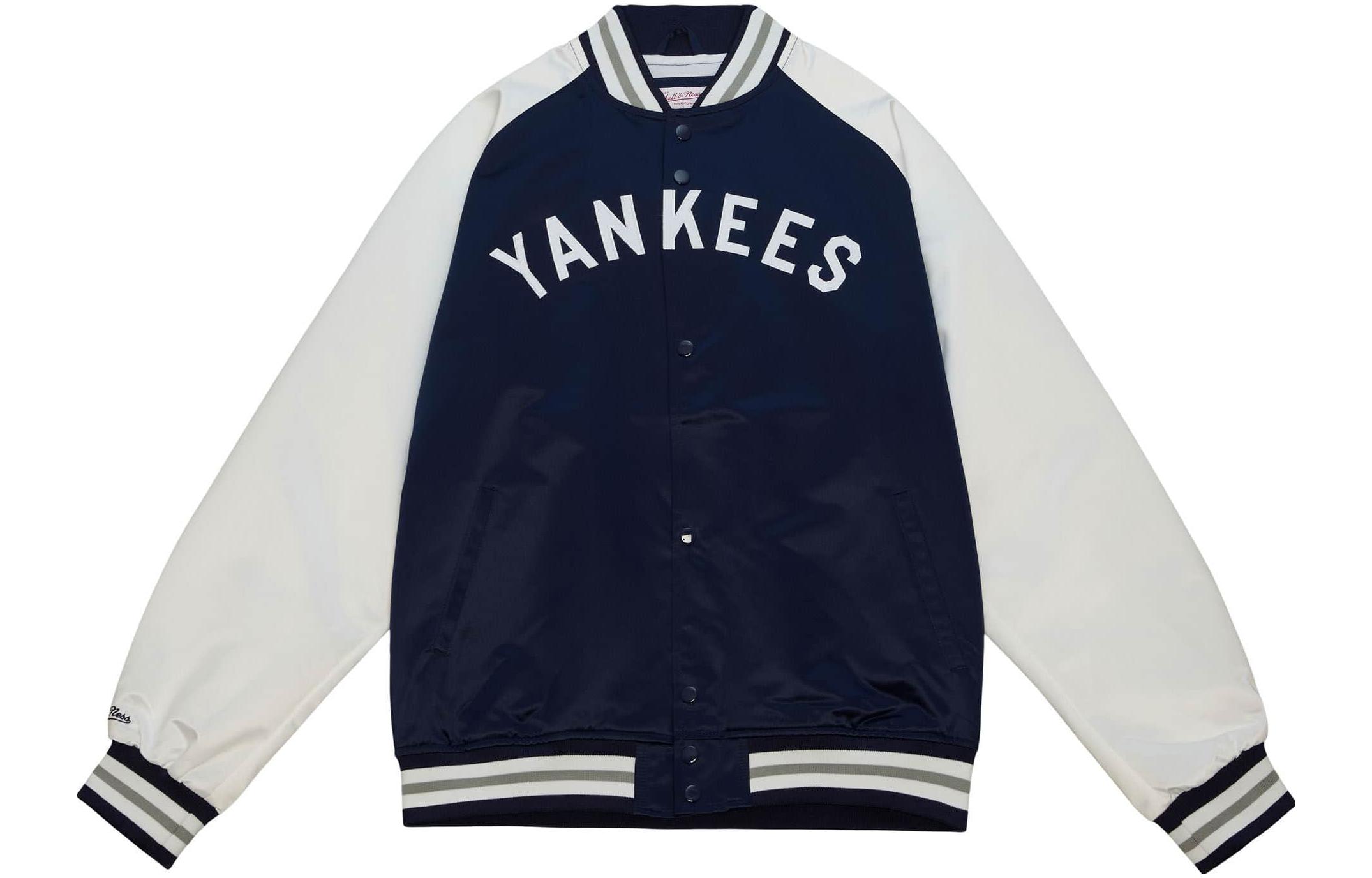 Mitchell Ness Mitchell & Ness White Colorblock Striped Letter Print Jacket OJBF4986-NYAYYPPPWHIT