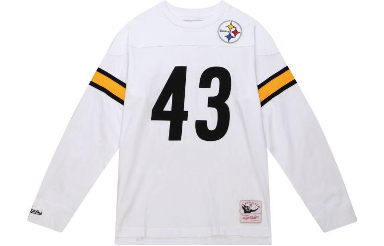 Mitchell Ness Mitchell & Ness White Long Sleeve Sweatshirt with Numeric Stripe Print TNNC3402-PST06TPOWIT