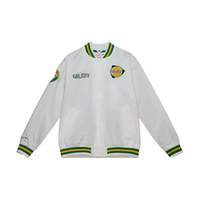 Mitchell Ness Mitchell & Ness White Striped Logo Patch Long Sleeve Jacket () OJBF4986-PTIYYPPPWHIT