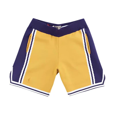 Mitchell Ness Mitchell & Ness CLOT Lakers Magic Johnson Retro Basketball Shorts Yellow Blue 18055-LALLTGD96