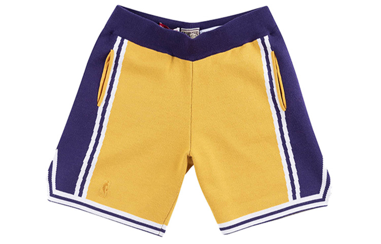 Mitchell Ness Mitchell & Ness CLOT Lakers Magic Johnson Retro Basketball Shorts Yellow Blue 18055-LALLTGD96 圖 2