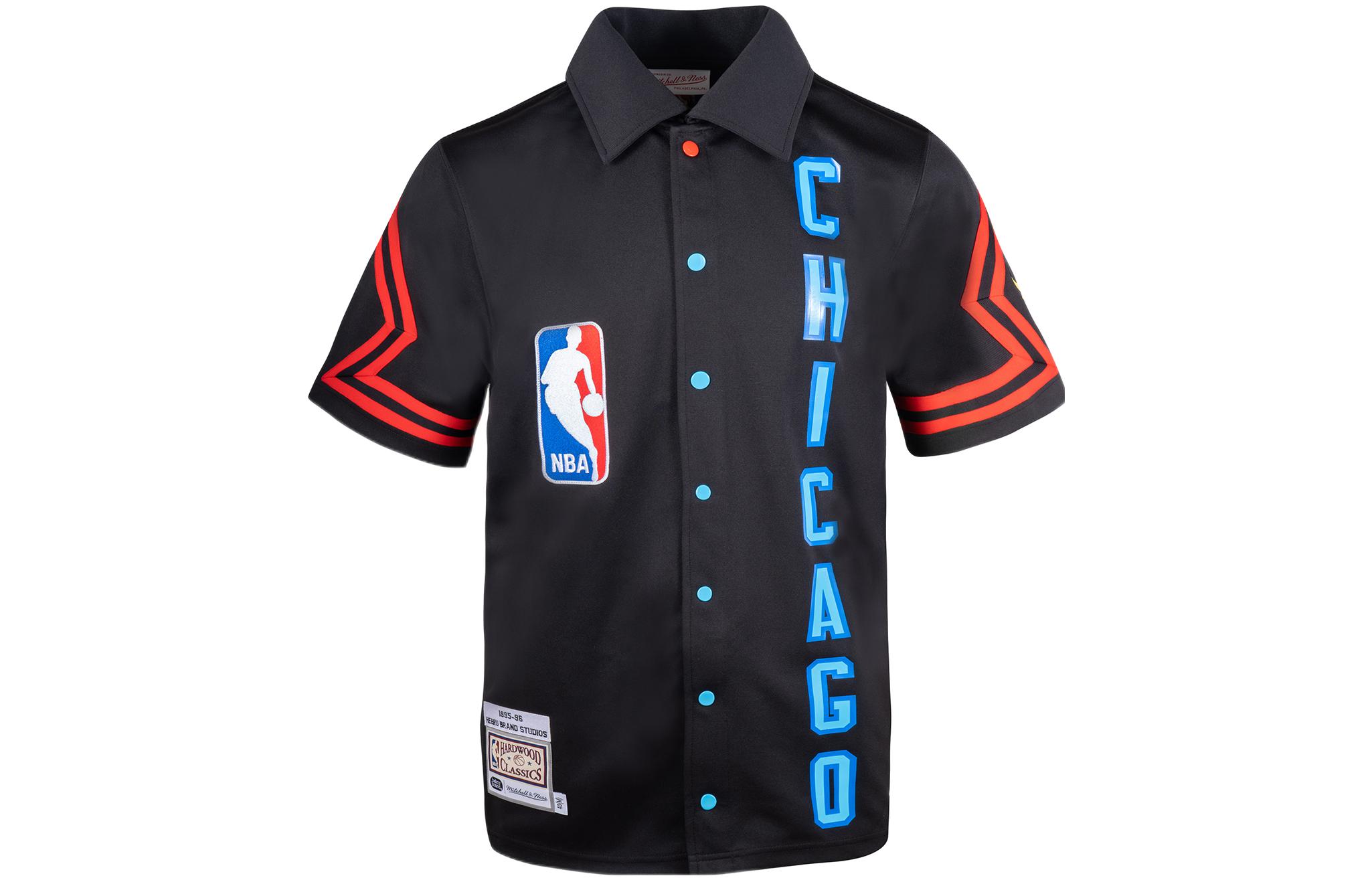 Mitchell Ness Mitchell & Ness Hennessy SS24 Striped Letter Print Snap Jacket Unisex Black JK9299-CLBBKYN