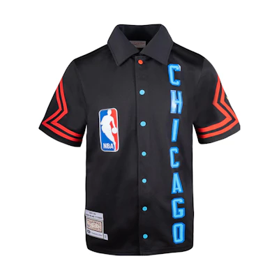 Mitchell Ness Mitchell & Ness Hennessy SS24 Striped Letter Print Snap Jacket Unisex Black JK9299-CLBBKYN