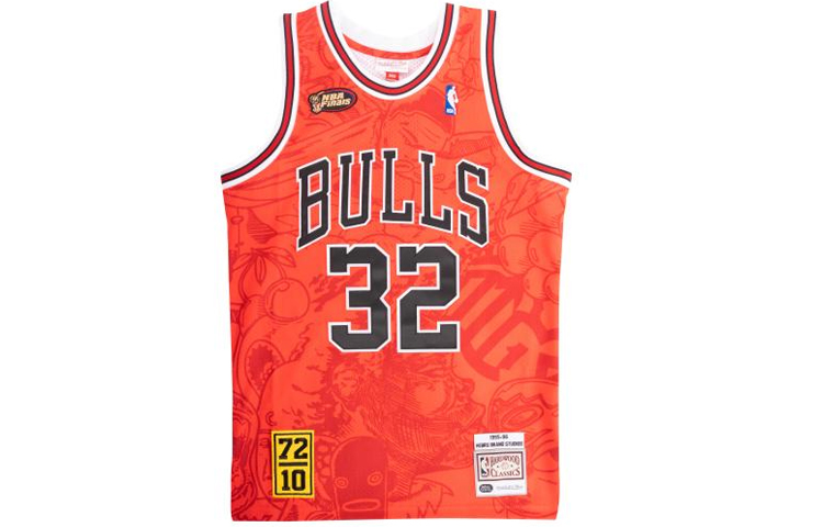 Mitchell Ness Mitchell & Ness Hebru Brantley NBA 95-96 Bulls #32 Red Basketball Jersey Mens. AJY4LF19082-CBURED1
