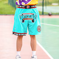 Shop Mitchell & Ness x Just Don Grizzlies Retro Mid-Rise Basketball Shorts Pria. SHORDL20019-VGRTEAL95