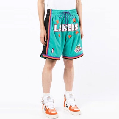Mitchell & Ness x Just Don 湖人復古籃球短褲 藍綠色 男女通用 SHORDL20015-LALTEAL95 Shop Mitchell & Ness x Just Don 湖人復古籃球短褲 藍綠色 男女通用 SHORDL20015-LALTEAL95